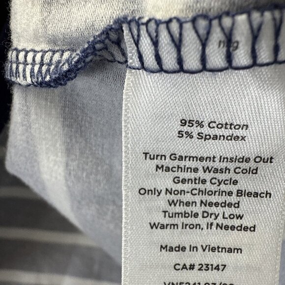 Talbots Tee Top Size LP Floral Stripe Navy Blue Colorful 3/4 Sleeve Knit Stretch - Picture 5 of 7